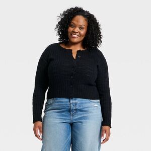 Universal Thread - Women's Rib Cardigan - Universal Thread Black 1X Black